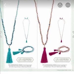 Fuchsia Tassel Convertible Necklace + Bracelet Set